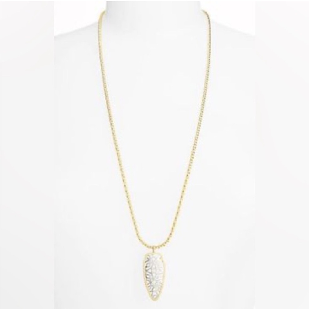 Kendra Scott Sienna Arrowhead Two Tone Gold/Silver Filigree Pendant Necklace